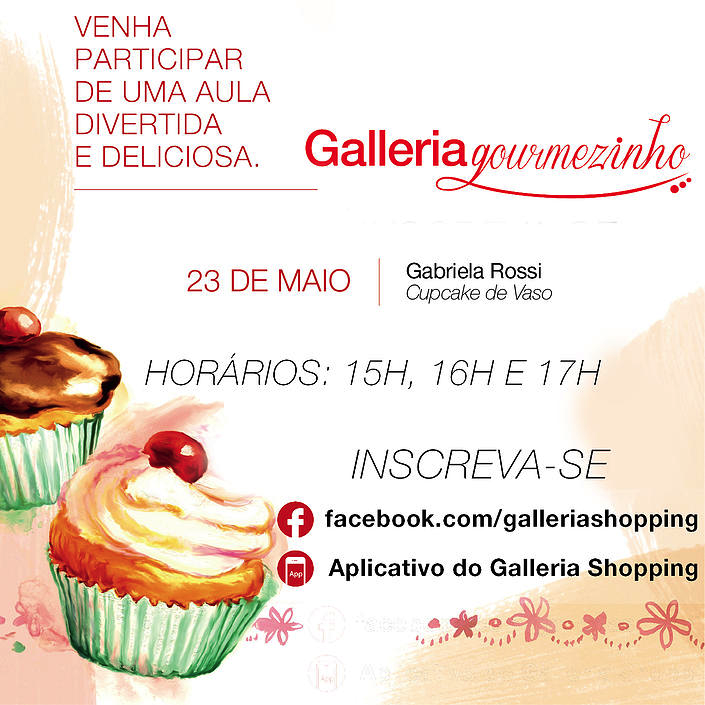 Inscreva-se: Gabi Rossi ensinará crianças a fazerem 'Cupcakes de Vaso' neste sábado (23) em Campinas/SP